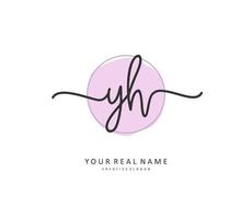 Y H YH Initial letter handwriting and  signature logo. A concept handwriting initial logo with template element. vector