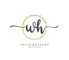 W H WH Initial letter handwriting and  signature logo. A concept handwriting initial logo with template element. vector