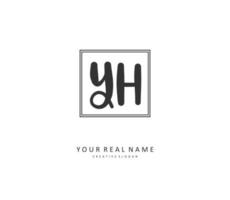 Y H YH Initial letter handwriting and  signature logo. A concept handwriting initial logo with template element. vector