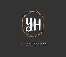 Y H YH Initial letter handwriting and  signature logo. A concept handwriting initial logo with template element. vector