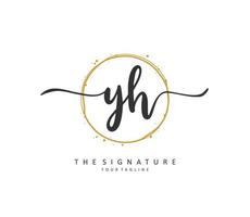 Y H YH Initial letter handwriting and  signature logo. A concept handwriting initial logo with template element. vector