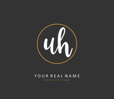 U H UH Initial letter handwriting and  signature logo. A concept handwriting initial logo with template element. vector