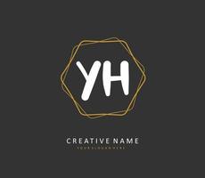 Y H YH Initial letter handwriting and  signature logo. A concept handwriting initial logo with template element. vector