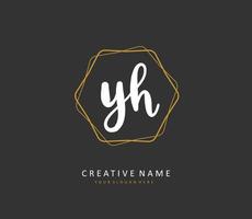 Y H YH Initial letter handwriting and  signature logo. A concept handwriting initial logo with template element. vector