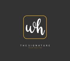 W H WH Initial letter handwriting and  signature logo. A concept handwriting initial logo with template element. vector