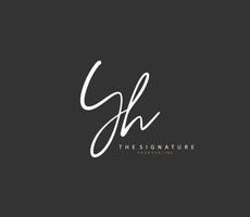 Y H YH Initial letter handwriting and  signature logo. A concept handwriting initial logo with template element. vector