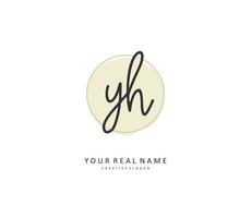 Y H YH Initial letter handwriting and  signature logo. A concept handwriting initial logo with template element. vector