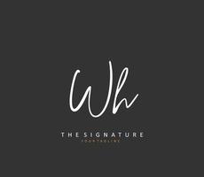 W H WH Initial letter handwriting and  signature logo. A concept handwriting initial logo with template element. vector