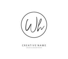 W H WH Initial letter handwriting and  signature logo. A concept handwriting initial logo with template element. vector