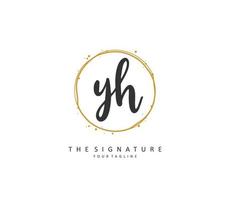 Y H YH Initial letter handwriting and  signature logo. A concept handwriting initial logo with template element. vector