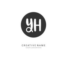 Y H YH Initial letter handwriting and  signature logo. A concept handwriting initial logo with template element. vector