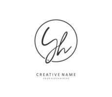 Y H YH Initial letter handwriting and  signature logo. A concept handwriting initial logo with template element. vector