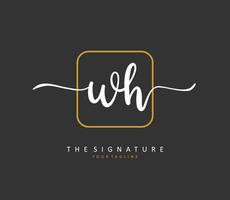 W H WH Initial letter handwriting and  signature logo. A concept handwriting initial logo with template element. vector