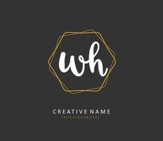 W H WH Initial letter handwriting and  signature logo. A concept handwriting initial logo with template element. vector