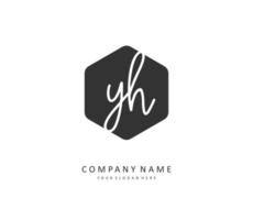 Y H YH Initial letter handwriting and  signature logo. A concept handwriting initial logo with template element. vector