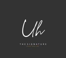 U H UH Initial letter handwriting and  signature logo. A concept handwriting initial logo with template element. vector