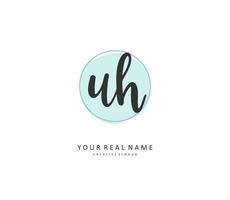 U H UH Initial letter handwriting and  signature logo. A concept handwriting initial logo with template element. vector