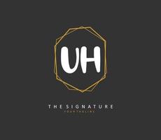 U H UH Initial letter handwriting and  signature logo. A concept handwriting initial logo with template element. vector