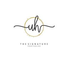 U H UH Initial letter handwriting and  signature logo. A concept handwriting initial logo with template element. vector