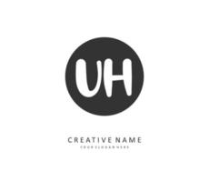 U H UH Initial letter handwriting and  signature logo. A concept handwriting initial logo with template element. vector