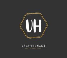 U H UH Initial letter handwriting and  signature logo. A concept handwriting initial logo with template element. vector