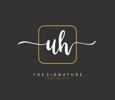 U H UH Initial letter handwriting and  signature logo. A concept handwriting initial logo with template element. vector