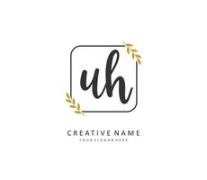 U H UH Initial letter handwriting and  signature logo. A concept handwriting initial logo with template element. vector