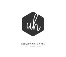 U H UH Initial letter handwriting and  signature logo. A concept handwriting initial logo with template element. vector