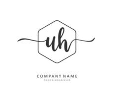 U H UH Initial letter handwriting and  signature logo. A concept handwriting initial logo with template element. vector