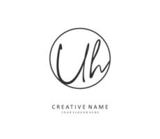 U H UH Initial letter handwriting and  signature logo. A concept handwriting initial logo with template element. vector