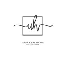 U H UH Initial letter handwriting and  signature logo. A concept handwriting initial logo with template element. vector