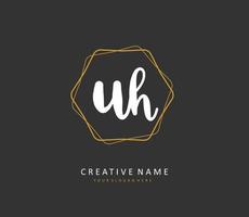 U H UH Initial letter handwriting and  signature logo. A concept handwriting initial logo with template element. vector