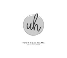 U H UH Initial letter handwriting and  signature logo. A concept handwriting initial logo with template element. vector