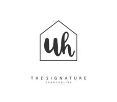 U H UH Initial letter handwriting and  signature logo. A concept handwriting initial logo with template element. vector