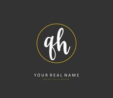 Q H QH Initial letter handwriting and  signature logo. A concept handwriting initial logo with template element. vector