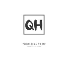 Q H QH Initial letter handwriting and  signature logo. A concept handwriting initial logo with template element. vector