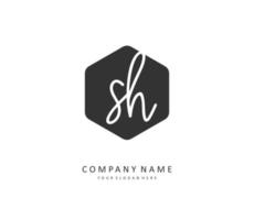 S H SH Initial letter handwriting and  signature logo. A concept handwriting initial logo with template element. vector