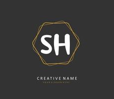 S H SH Initial letter handwriting and  signature logo. A concept handwriting initial logo with template element. vector