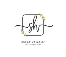 S H SH Initial letter handwriting and  signature logo. A concept handwriting initial logo with template element. vector