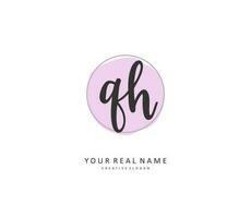 Q H QH Initial letter handwriting and  signature logo. A concept handwriting initial logo with template element. vector