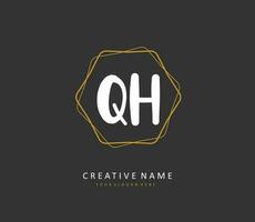 Q H QH Initial letter handwriting and  signature logo. A concept handwriting initial logo with template element. vector