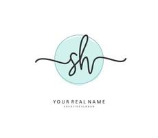 S H SH Initial letter handwriting and  signature logo. A concept handwriting initial logo with template element. vector