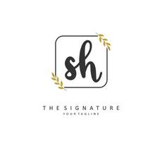 S H SH Initial letter handwriting and  signature logo. A concept handwriting initial logo with template element. vector