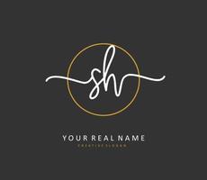 S H SH Initial letter handwriting and  signature logo. A concept handwriting initial logo with template element. vector