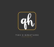 Q H QH Initial letter handwriting and  signature logo. A concept handwriting initial logo with template element. vector