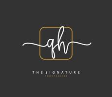 Q H QH Initial letter handwriting and  signature logo. A concept handwriting initial logo with template element. vector