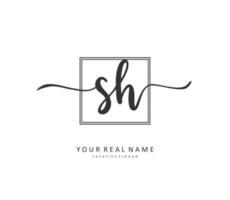 S H SH Initial letter handwriting and  signature logo. A concept handwriting initial logo with template element. vector