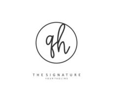 Q H QH Initial letter handwriting and  signature logo. A concept handwriting initial logo with template element. vector