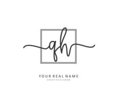 Q H QH Initial letter handwriting and  signature logo. A concept handwriting initial logo with template element. vector