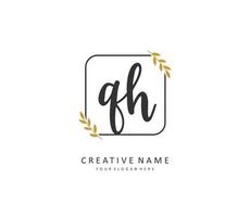 Q H QH Initial letter handwriting and  signature logo. A concept handwriting initial logo with template element. vector